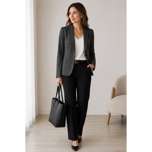 Theory Jackets & Blazers - Theory Blazer 10 Charcoal Relleo Tailor Structured Workwear Office Minimalist